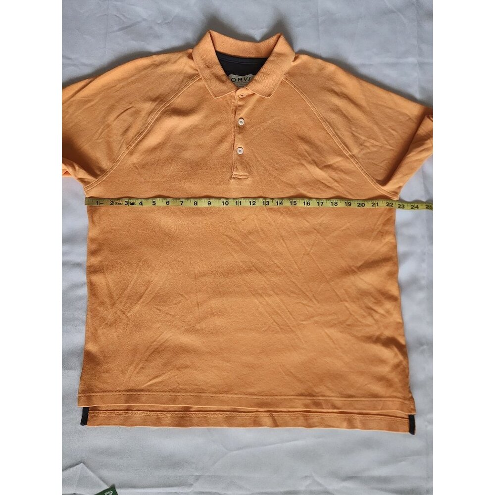 ORVIS Men's Orange Three-Button Placket Short-Sleeve Golf Polo Shirt Size Large - Picture 9 of 10